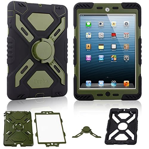 Pepk iPad mini case,Multi Function Silicone Shockproof Dustproof Rugged Case Cover for Apple iPad Mini & iPad Mini 2 & iPad Mini3(Black&Green)