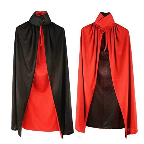 Custome Black Red Reversible Dress Goth Devil Pirate Vampire Demon 35" Cloak For Halloween Party Christmas Children Kids