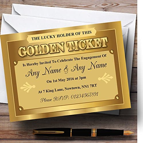 Golden Ticket Personalized Engagement Party Invitations