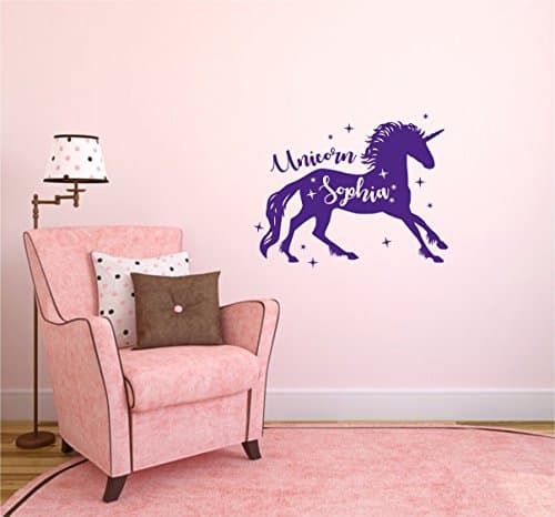 Wallency Unicorn Wall Decal with a Personalized Name - Removable Vinyl Sticker