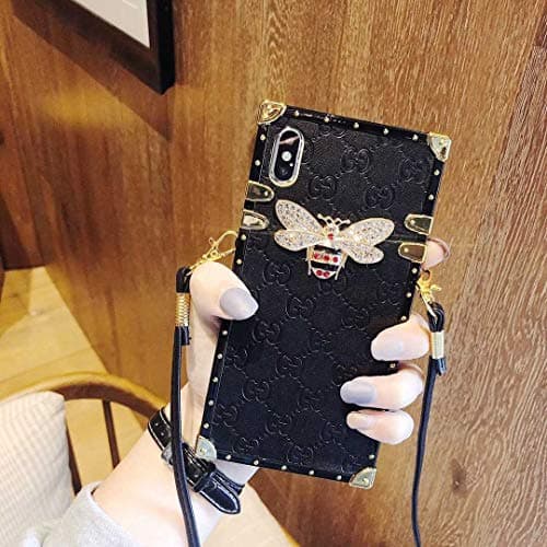 Trunk iPhone X XS Case, Classic Luxury Vintage Designer Elegent Lanyard iPhone Protector Case for iPhone X XS(Black)