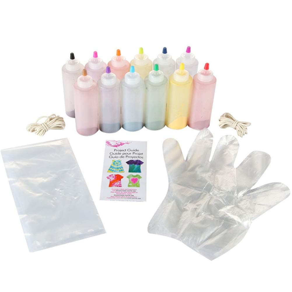 12 Colors One Step Tie-Dye Kit, Tie Dye Kit, Shirt Fabric Tye Dye Kits with Rubber Bands, for Family Friends Party DIY Supplies