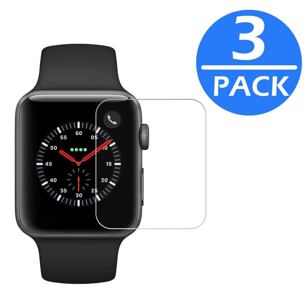 [3-Pack] Apple Watch 38mm Tempered Glass Screen Protector (Series 3 2 1) JALL [9H Hardness] [Anti-Fingerprint] [Bubble Free] [Only Covers The Flat Area] Screen Protector for Apple Watch 38mm