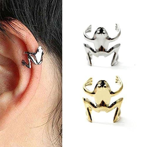 Arpoador 1X Unisex Frog Design Alloy Ear Cuff Clip Wrap Earings Fashion Jewellery(Silver)