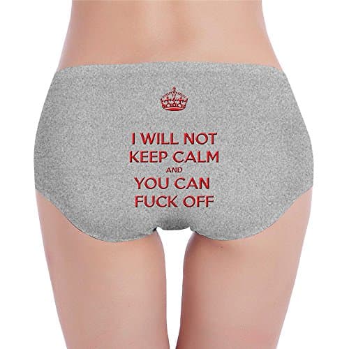 PCY Women's Low-Waist Traceless I Will Not Keep Calm Fuck Off Hipster Lingerie Ash M