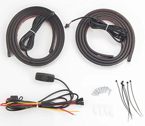 2Pcs 60" White LED Cargo Truck Bed Light Strip Waterproof Truck Bed Lighting Kits with On-Off Switch Fuse 2-Way Splitter Cable for Jeep Pickup Truck RV SUV And Cargos