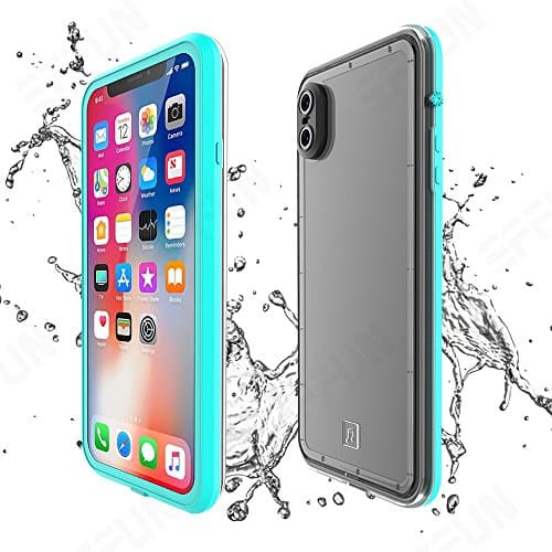 EFFUN iPhone X Waterproof Case, IP68 Certified Waterproof Shockproof Dirtproof Snowproof Case Fully Sealed Underwater Cover with Built-in Screen Protector for iPhone X Black/White/Pink/Aqua Blue