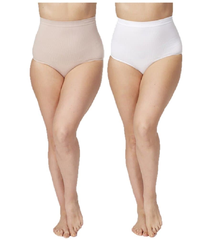 vercella vita Medium Control Essentials High Waist Briefs Pack of 2-173016 (XL, Sandalwood/White)
