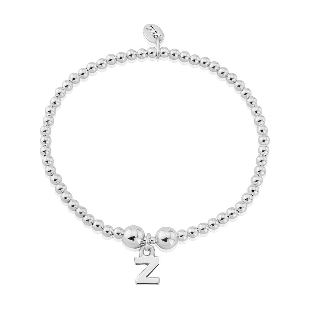 TRINKInitial 'Z' Letter Charm Sterling Silver Beaded Bracelet