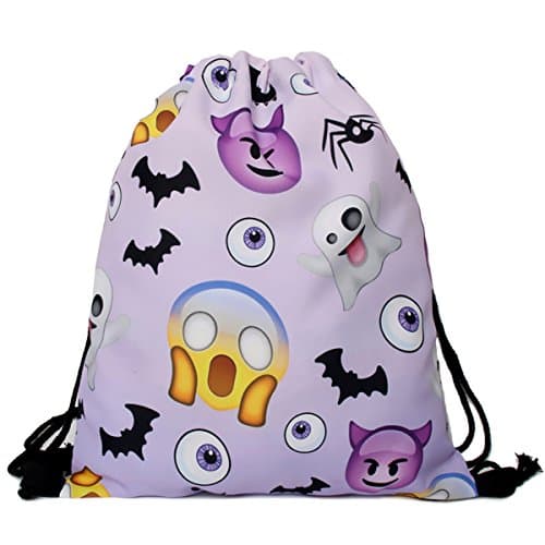 Men's Women's Print Shoulder Drawstring Bag Backpack String Bags School Rucksack Gym Handbag (animals,foods)15"x11" (DB-108)