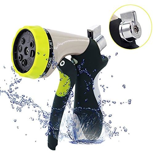 Garden Hose Nozzle Hand Spray Nozzle 8 Adjustable Patterns Metal Water Sprayer with Heavy Duty for Car Wash Cleaning Watering Plants Showering Pets