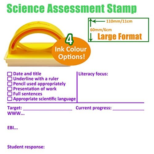Science Marking, Feedback and Student Response Teacher Stamper - Large 5x10cm (Purple Ink)