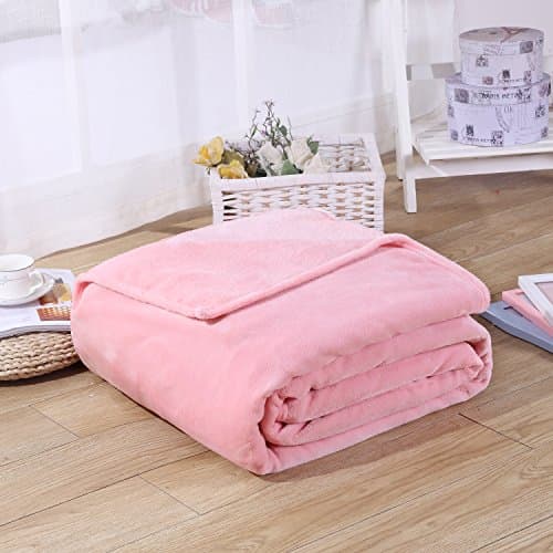Super Soft Velvet Plush Throw, Fleece Flannel Bed Couch Throw Warm Blanket, Popular Neutral Colors, 60" X 79" (light pink)
