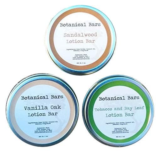 Men's Lotion Bar Set - 3 Lotion Bars 1oz Each - Leather, Vanilla Oak, and Cedar and Saffron Scents