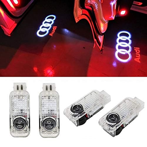 GANKING Car LED Door Logo Ghost Shadow Projector Laser Welcome Lights Symbol Emblem Courtesy Step Lights Ground Lamp Kit for Audi Series (4 Pack)