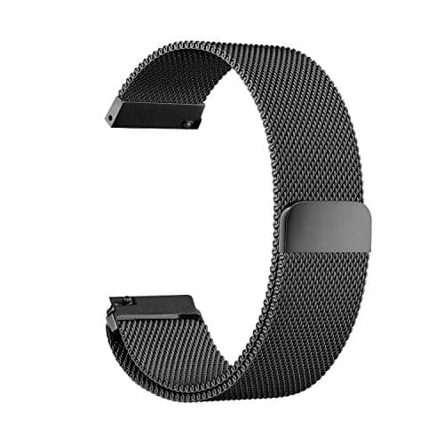 Cbin Quick Release Bracelet - Choice of Color and Width 14mm / 16mm / 18mm / 20mm / 22mm / 24mm Stainless Steel Fully Magnetic Closure Milanese Watch Bands for Men and Women (18mm, Black)