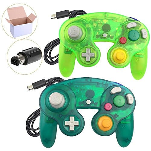 Koalud 2 Packs Classic Wired Gamepad Controllers for Wii Game Cube Gamecube console(Moss green and Deep green)
