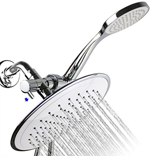 Singoracer Luxury High Pressure Rainfall Shower Head /Handheld Shower Combo with 3 Way Diverter and 5 Feet Stainless Steel Hose , ABS Material with Premium Chrome with White Finished 2.5 Gpm