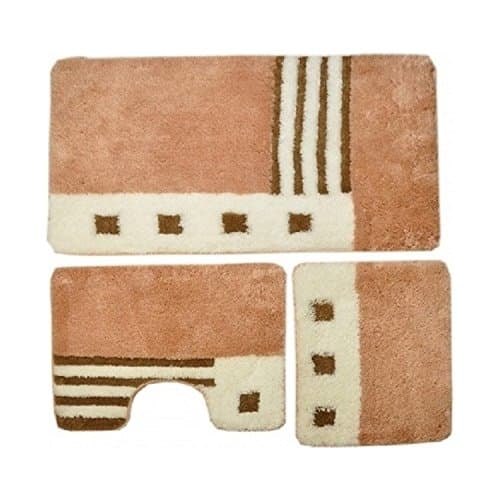 Serra Home Bath Rug Set Rattan Mat 3-D-14097, Luxury Washable Easy Care Quick Dry Large Pattern