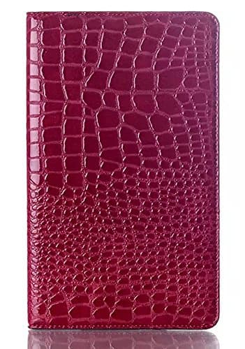 Slimbook Style Crocodile Pattern Rose Red Folio Leather Case Cover for Samsung Galaxy Tab S 8.4 Inch SM-T700