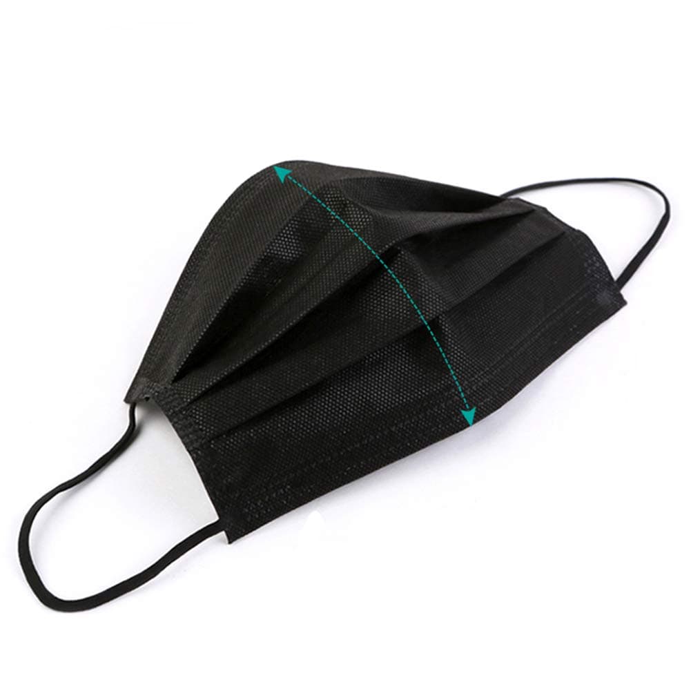 Nizzco 50 Pcs Disposable Black Earloop Face Masks,Bacteria and Dust Protection,4 Ply Activated Carbon Filter Face Masks,Medical