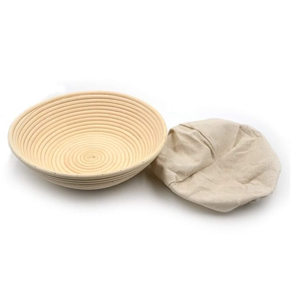 12inch Banneton Bread Proofing Basket Set with Linen Liner Handmade Round Molding Bread Basket Unbleached Dough Rising Rattan Bread Baskets Tools for Starter & Professional Baker (12in)