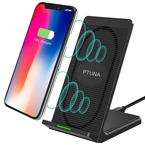 Wireless Charger, Ptuna iPhone X Wireless Charger Fast Charging Stand Pad with Built-in Cooling Fan for iPhone X 8 8 plus Samsung Galaxy S8 S8Plus Note 8 S6 S7Edge LG G2 & Qi Enabled Devices