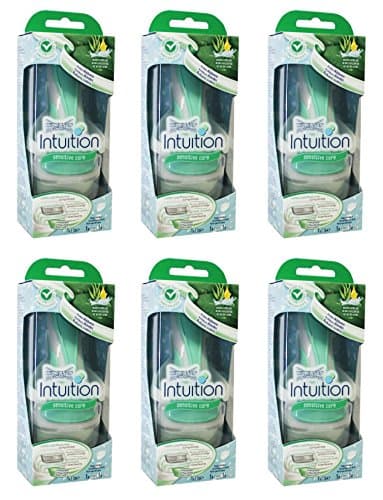Wilkinson by Schick Intuition Sensitive Care Razor with 1 Refill Cartridge and Shower Hanger (6 Pack) + FREE Makeup Blender