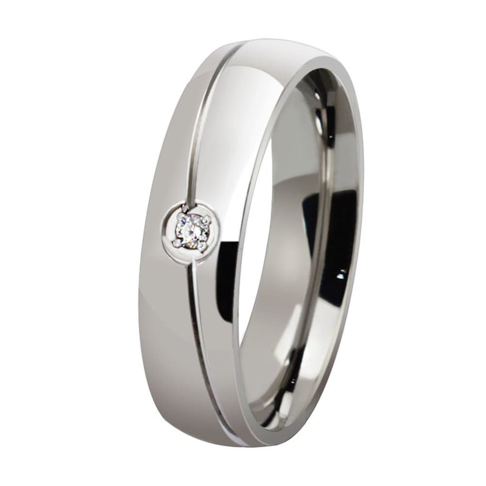 Simple Style Twill Diamond Wedding Band for Couples