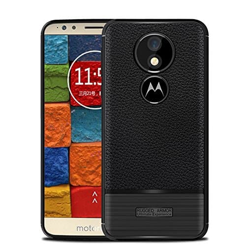 BestTalk Series Shockproof Back Cover for Moto E5 Plus(Litchi Rugged Armour, Black)