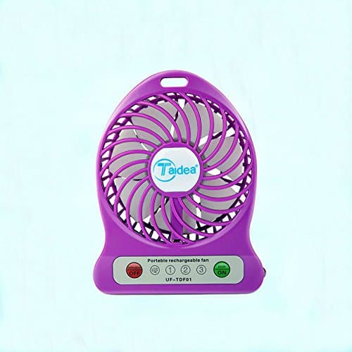 FIXED Star Portable USB 18650 Rechargeable Battery Powered Mini Mute Desktop Fan with LED Light for Computer Laptop, Outdoor (Purple)