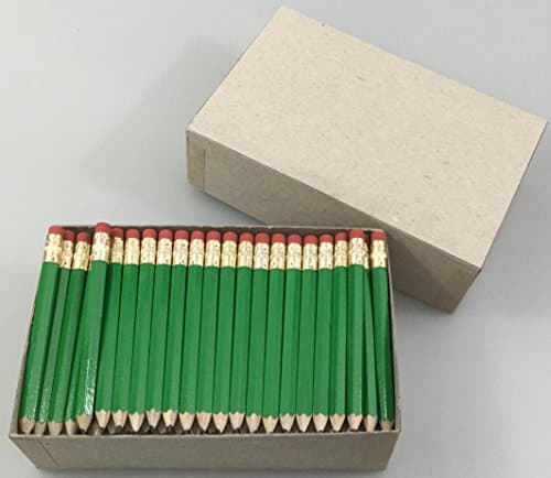 Half Pencils with Eraser - Golf, Classroom, Pew, Pocket -#2 Hexagon, Sharpened, Box of 144 ( 1 gross ) Color Choice: Bright Green