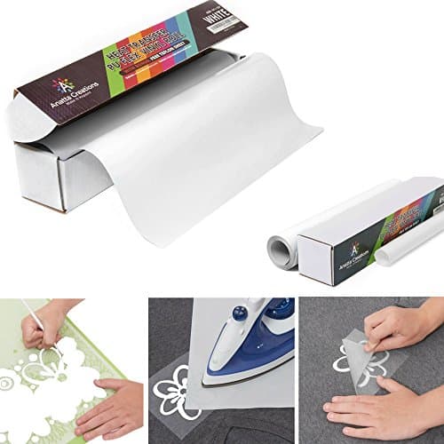 ANATTA CREATIONS 100% PU Heat Transfer Iron On Vinyl Roll 10" x 10', WHITE, with Free Teflon Sheet 12"x10", Compatible with Silhouette Cameo Cricut, Suitable for Professionals.
