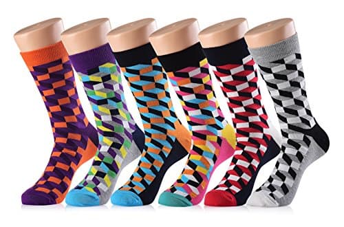 Men’s Art Patterned Colourful Funny Casual Combed Cotton Novelty Crazy Cool Socks Pack 2018 (Color 3)