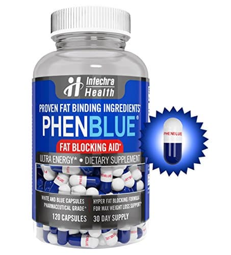 PHENBLUE Fat Blocking Aid Diet Pills, Blue &amp; White (120 Capsules)