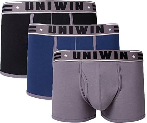 UNIWIN Men's 3 Pack Modal Comfortable Cotton Briefs Underpants Underwear(black,blue,grey M)