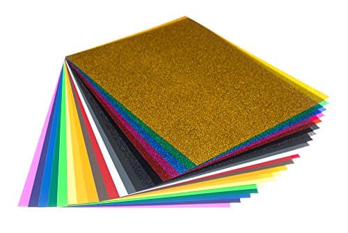 Heat Transfer Vinyl Sheets - Pack of 20 Brightly Colored Iron On HTV Sheets (8.5" x 11") Which Work With All Known Presses. 7 Glitter Heat Press Transfer Sheets Included! By MightyWishes