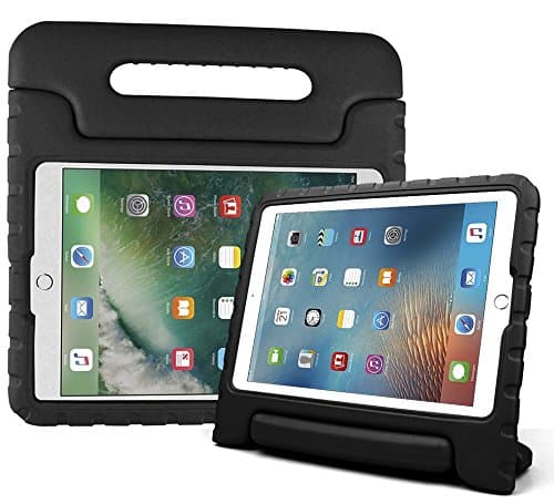 Reekow New iPad 9.7 Inch 2017 / iPad Air 2 / iPad Air Case - Kids Friendly Light Weight Shock Proof Convertible Handle Stand Cover for Apple New iPad 9.7" 2017 Model, iPad Air 2, iPad Air (Black)