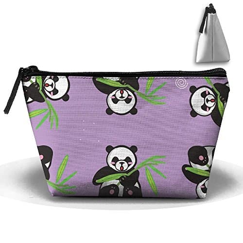 Panda And Bamboo Purple Large Capacity Storage Bag Makeup Package Trapezoidal