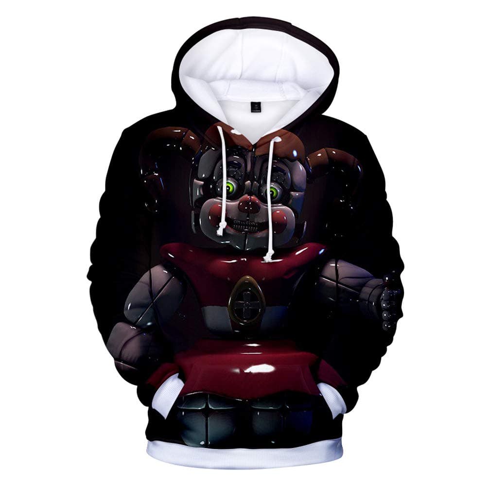 3D FNAF Five Nights at Freddy's Hoodie Comic Print Drawstring Pullover Sweartshirt for Kids Girl Boy Adult