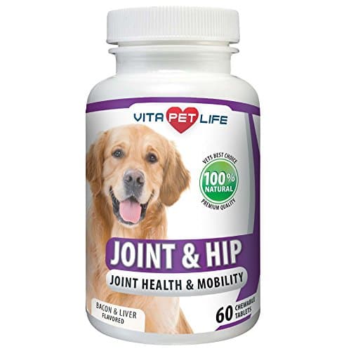 Glucosamine for Dogs, Joint and Hip Support for Dogs, MSM, Chondroitin, Pain Relief from Arthritis, Joint Inflammation and Dysplasia, Promotes Healthy Cartilage and Mobility, 100% Natural (60 chews)