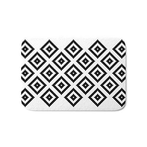 Jolly2T Black And White Pattern 1 Bath Mat 20" x 32" Inches