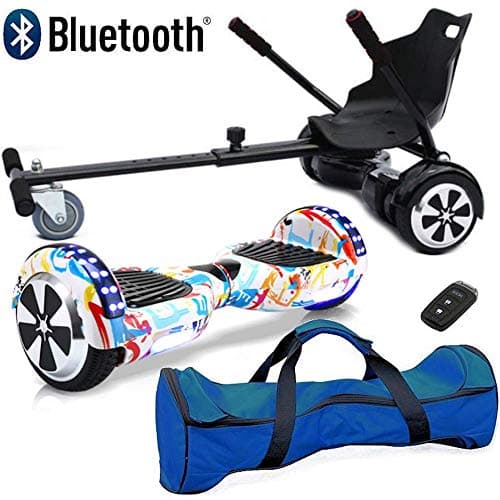Nero Sport Bluetooth 6.5" Hover Scooter Board Self Balance with Hoverkart Go-Kart attachment bundle combo - Includes carry bag and remote key