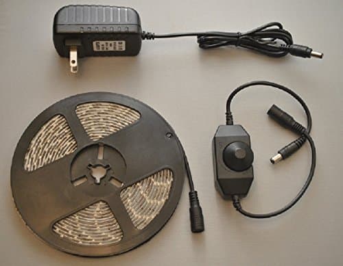 Pure White LED Strip Light Kit for Kitchen Cabinet Lighting Total 16.4 FT 4500K - 6500K 300 LEDs Plus 2 Six Inch Extensions IP65 Waterproof with Dimmer and 2A Power Supply