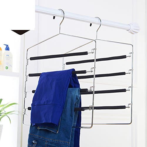 practical stainless steel4 pants/Sponge skid resistant scratch-resistant pants hanger/Storage shelf -A