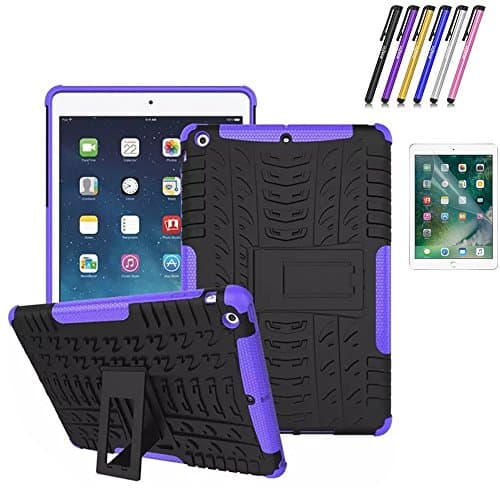 New iPad 9.7" 2018/2017 Case, Mignova Hybrid Heavy Duty Armor Cover Double Layer Protection Shock Proof [Anti Slip] [Built-In Kickstand] Cover Skin Case For Apple New iPad 9.7" 2018/2017 Case (Purple)