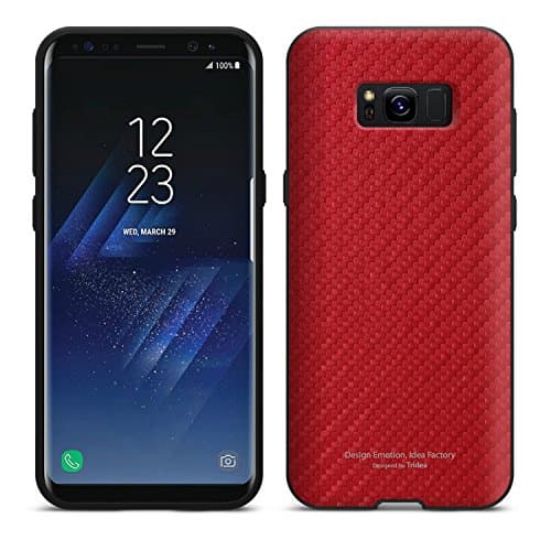 Galaxy S8 Plus Case [Tridea] Power Guard Premium Design Pattern Bumper [Shock Resistant][Scratch-Resistant] with Hidden Card Storage Case for Samsung Galaxy S8+ (2017) [Burgundy Red]