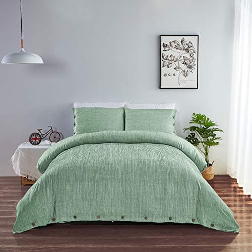 VOLIMO Cover Set 3 Pieces Ultra-Soft Washed Microfiber Hypoallergenic Button Closure Duvet Cover Set - Queen Size