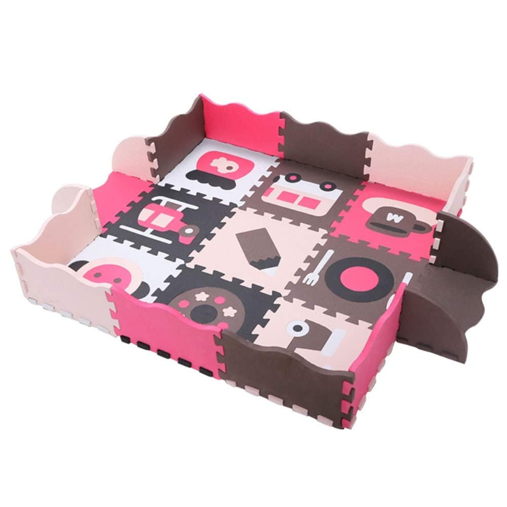 Blanketswarm Baby Play Mat Superjare Thick Non-Toxic Interlocking Play Puzzle Mats Softer Foam Floor Tiles Kids Crawling Mat pad with Fence Edging 25-Piece
