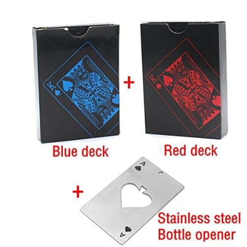 Waterproof Playing Cards Set 2X Decks Red & Blue + 1x Ace Bottle Opener